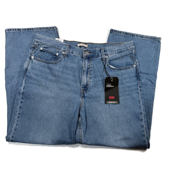 Levis Premium Big E Premium Jeans 33 x 30 Womens Blue NWT Loose Straight Denim - Picture 2 of 16
